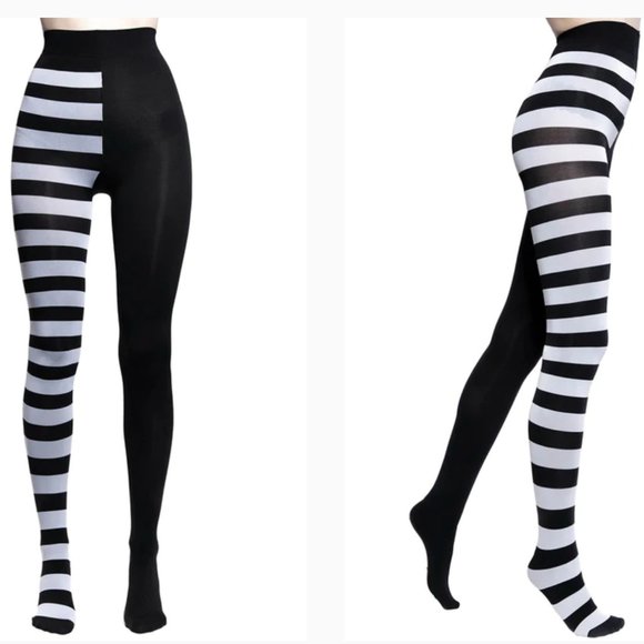 Killstar | Accessories | Killstar Ella Black White Striped Tights New ...